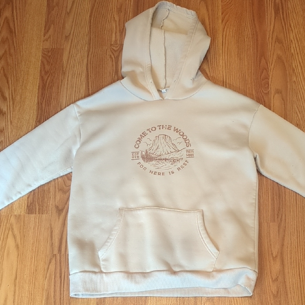 Beige Hoodie with Graphic Print